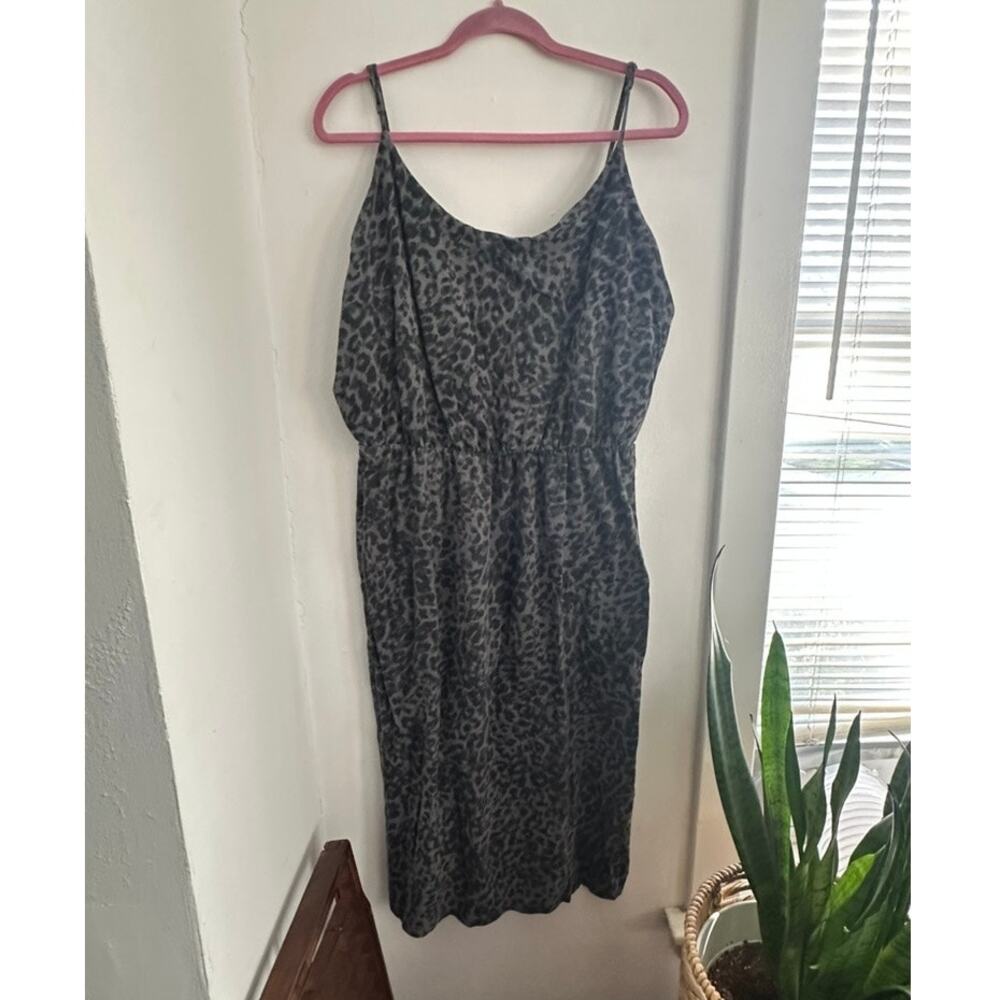 OLD NAVY Women's Gray Black Animal Print Midi Dress | Size XXL